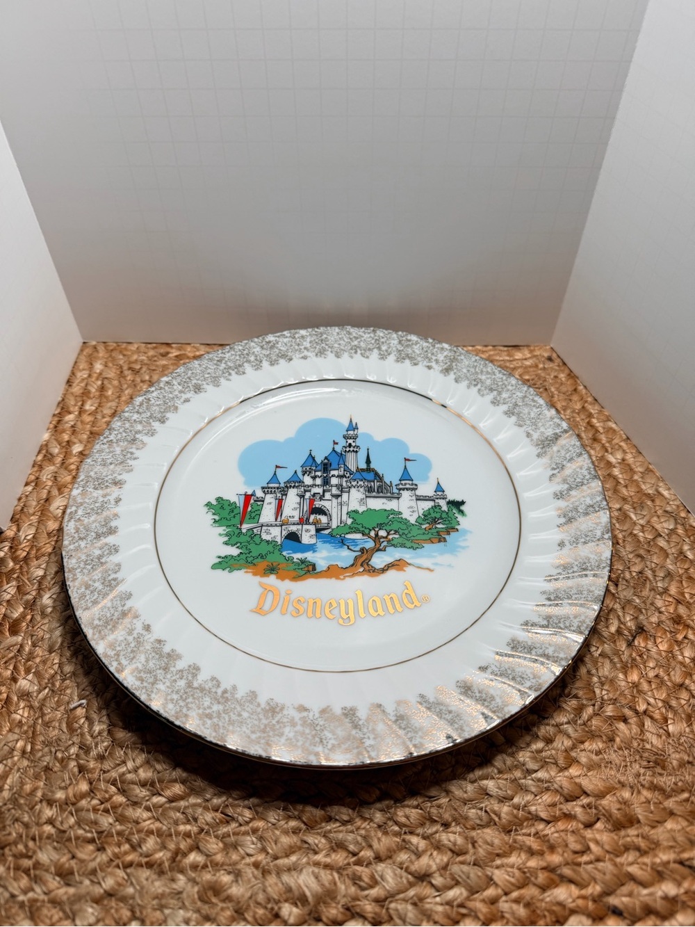 Disneyland Decorative Ceramic 10 1/4” Castle Plate - White, Blue & Gold